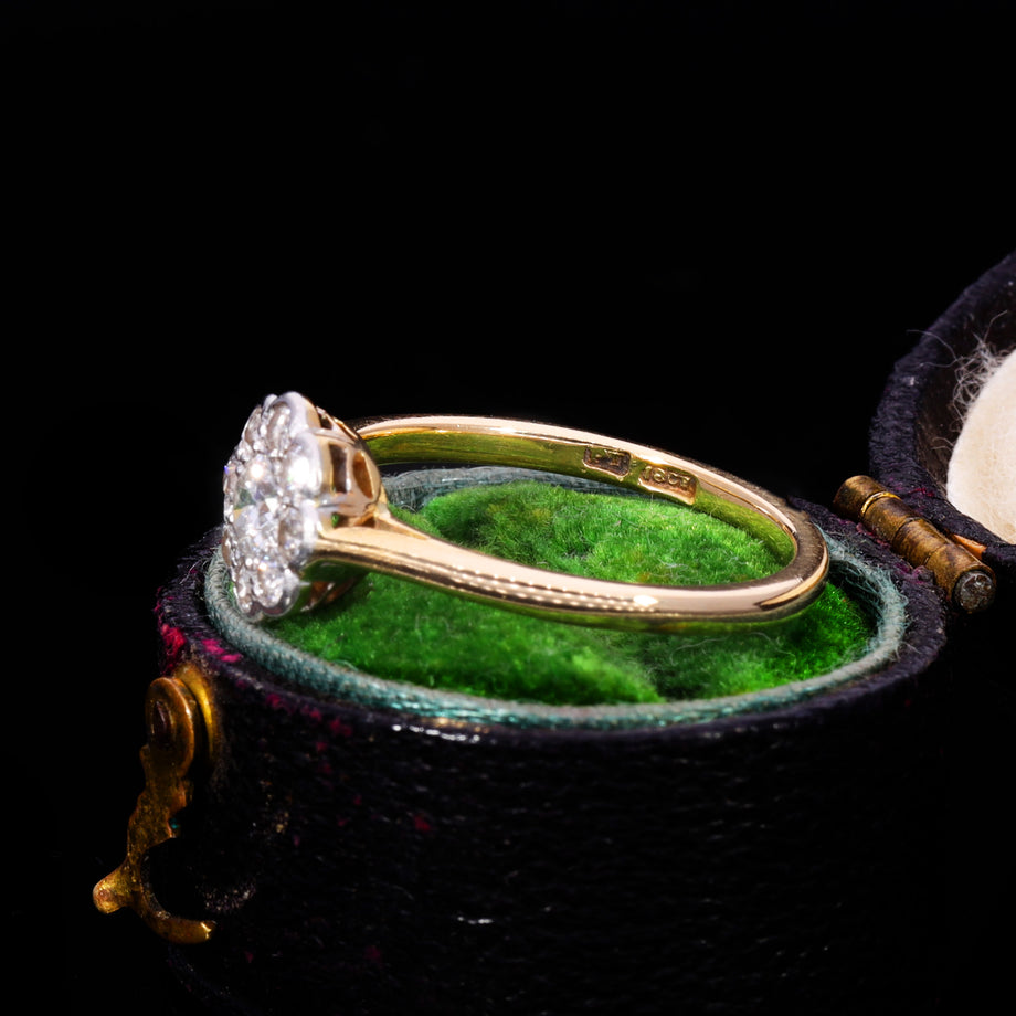 The Antique Old European Cut Diamond Daisy Cluster Ring