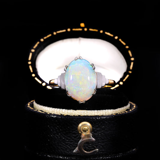 The Antique 22ct Gold Stepped Shoulder Opal Ring