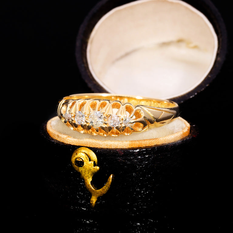 The Antique Edwardian 1907 Old Cut Diamond Five Stone Ring