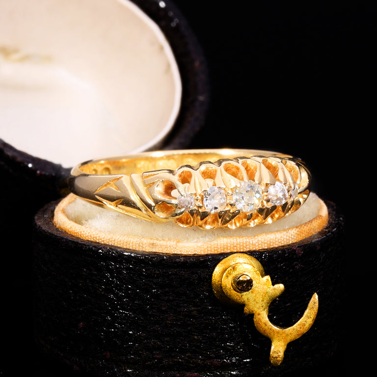 The Antique Edwardian 1907 Old Cut Diamond Five Stone Ring