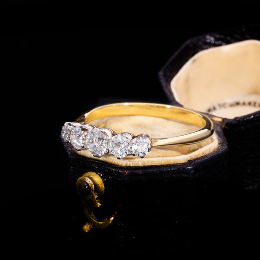 The Antique 18ct Gold Five Old Cut Diamond Ring
