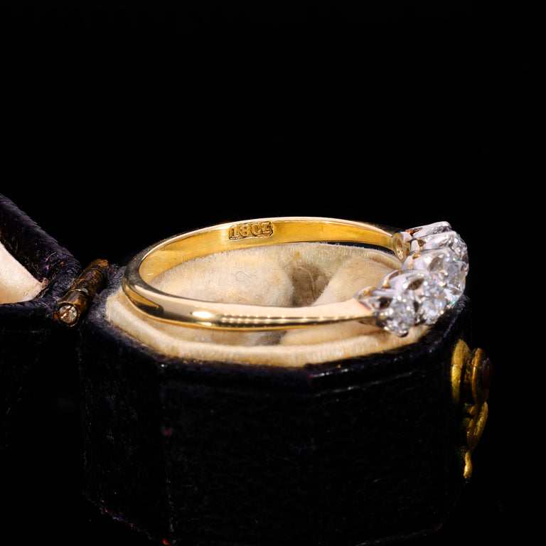 The Antique 18ct Gold Five Old Cut Diamond Ring
