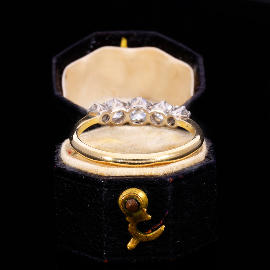 The Antique 18ct Gold Five Old Cut Diamond Ring