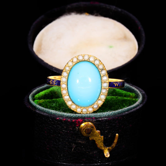 The Antique Georgian 1781 Split Pearl and Paste Mourning Ring