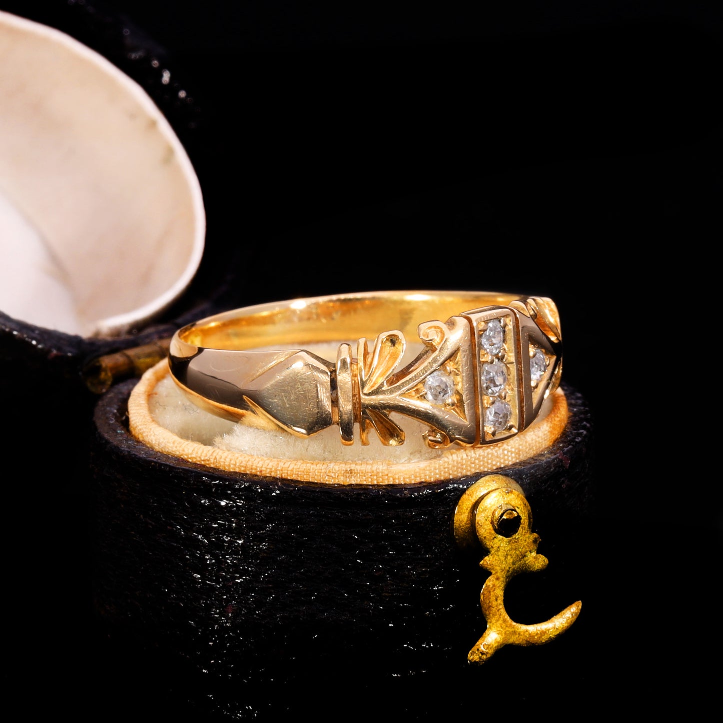 The Antique Edwardian 1902 Five Diamond Patterned Ring