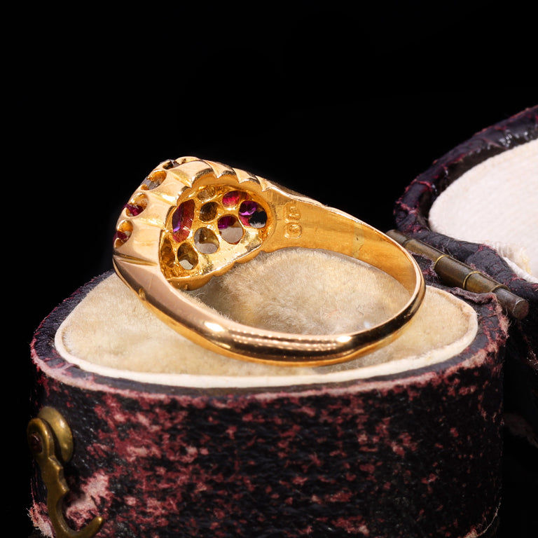 The Antique Victorian 1881 Ruby And Diamond Floral Cluster Ring