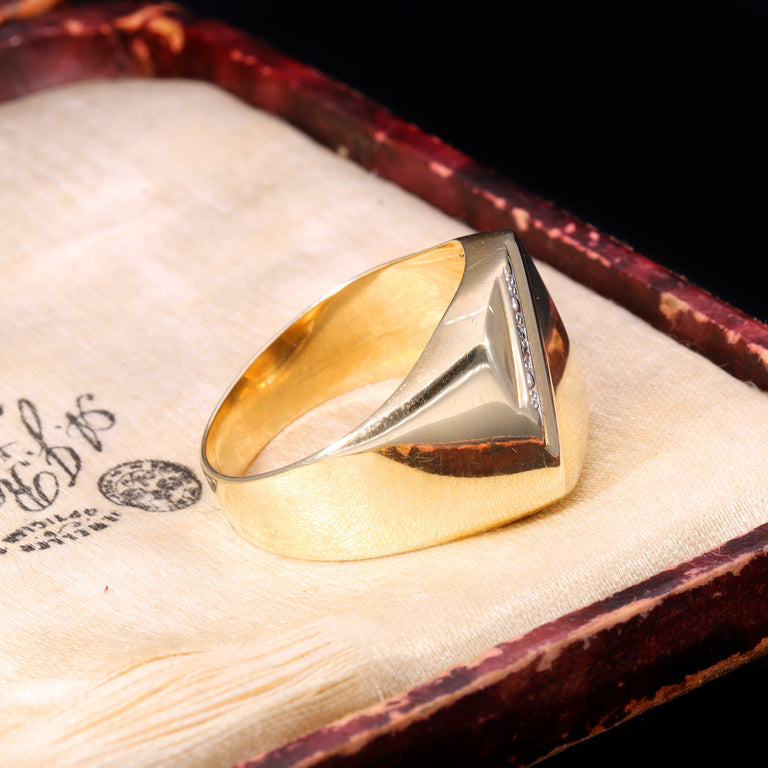 The Vintage 9ct Gold Diamond Stripe Signet Ring