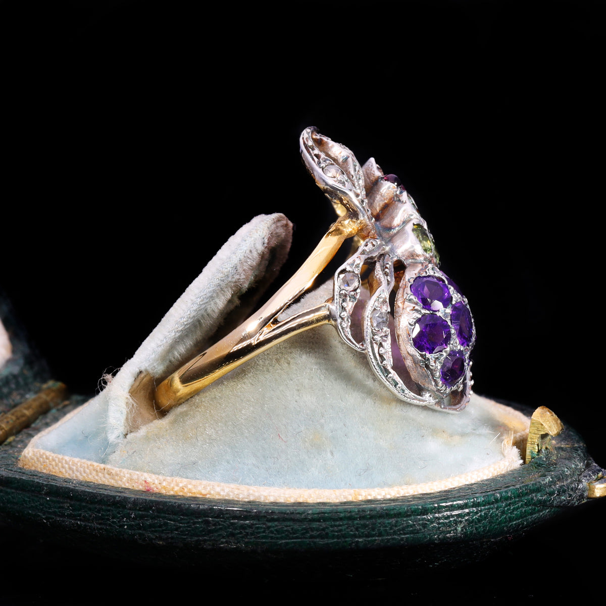 The Vintage Peridot, Amethyst, Garnet And Diamond Spider Ring