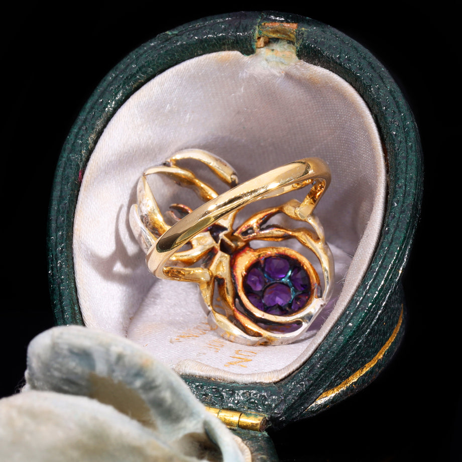 The Antique Peridot, Amethyst, Garnet And Diamond Spider Ring