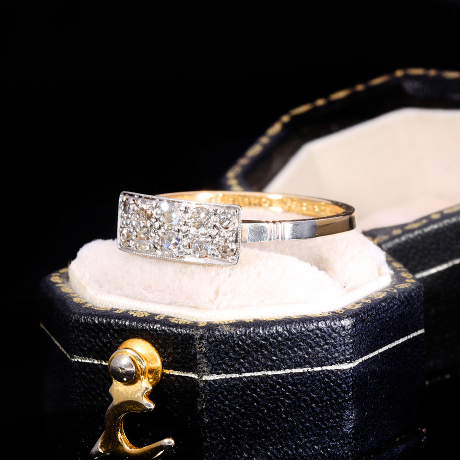 The Antique Art Deco Ten Diamond Plaque Ring