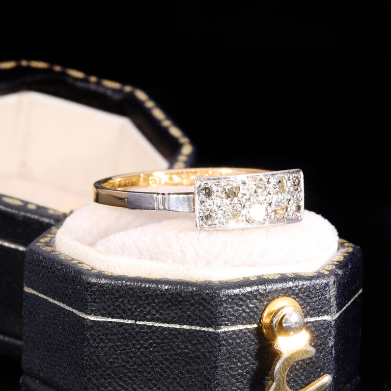 The Antique Art Deco Ten Diamond Plaque Ring