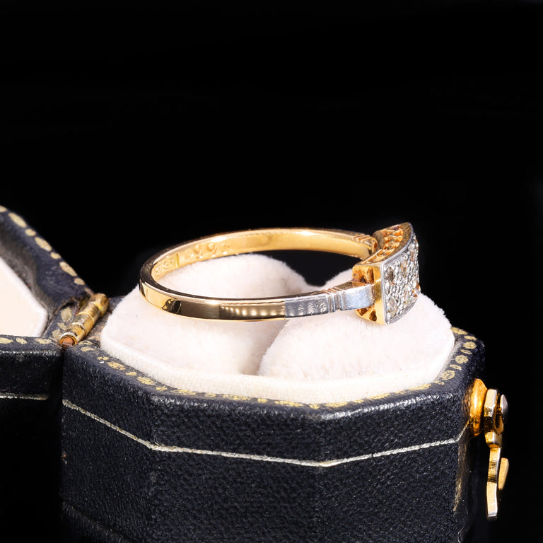 The Antique Art Deco Ten Diamond Plaque Ring