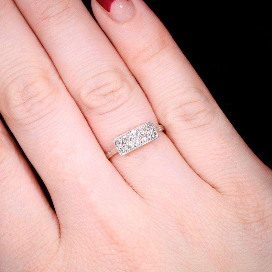 The Antique Art Deco Ten Diamond Plaque Ring