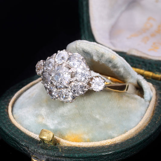 The Antique Eleven Old Cut Diamond Cluster Ring