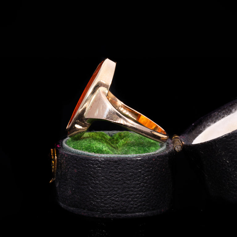 The Ancient Roman Carnelian Intaglio Olive Branch Ring