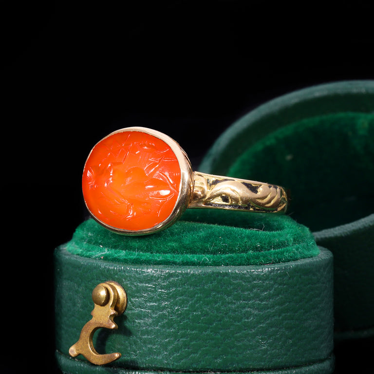 The Ancient Roman Carnelian Stag and Scorpion Intaglio Ring