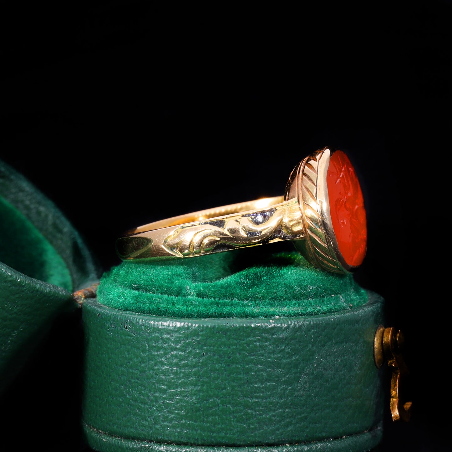The Ancient Roman Carnelian Stag and Scorpion Intaglio Ring