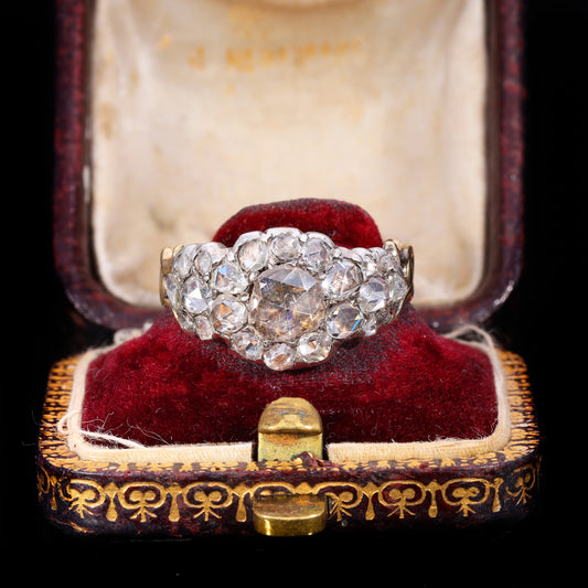The Antique Georgian Rose Cut Diamond Cluster Ring