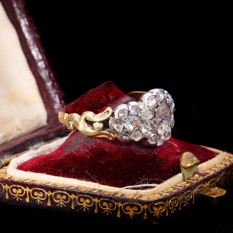The Antique Georgian Rose Cut Diamond Cluster Ring