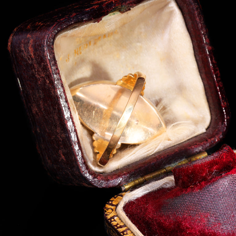 The Antique Three Pearl And Rose Cut Diamond Navette Ring