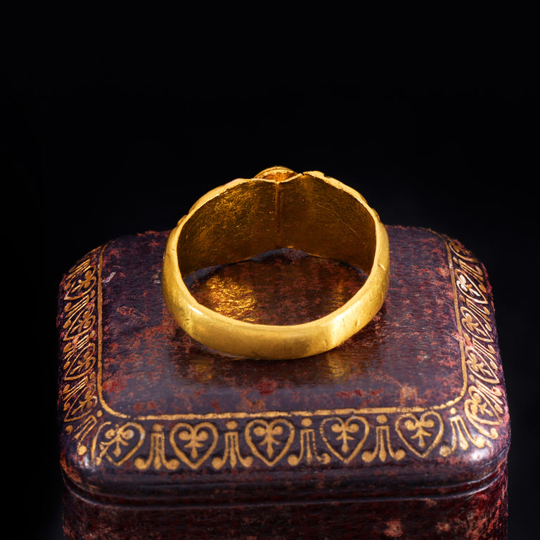 The Ancient Roman Garnet Cabochon Engraved Clover Ring