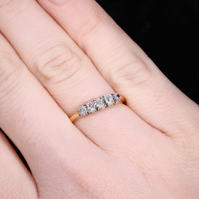 The Antique 18ct Gold Old Cut Diamond Five Stone Ring
