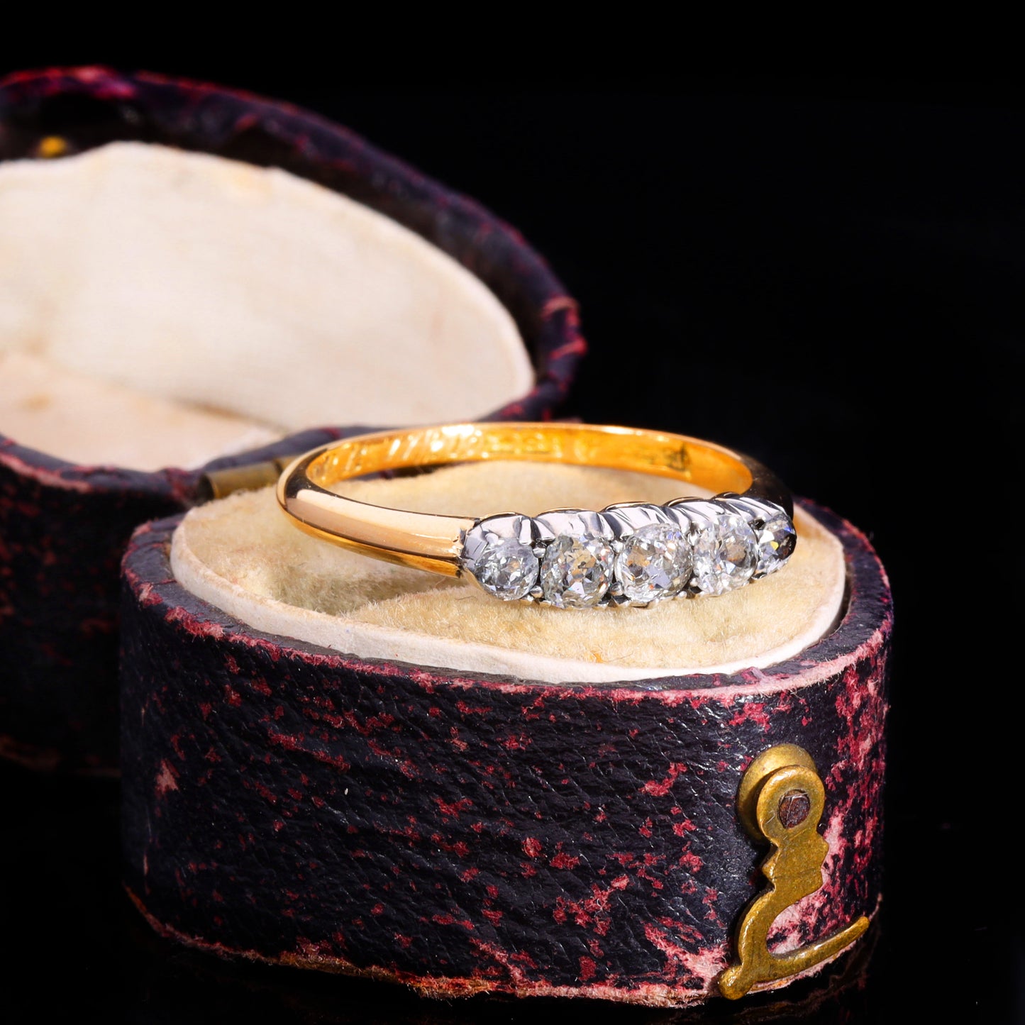 The Antique 18ct Gold Old Cut Diamond Five Stone Ring