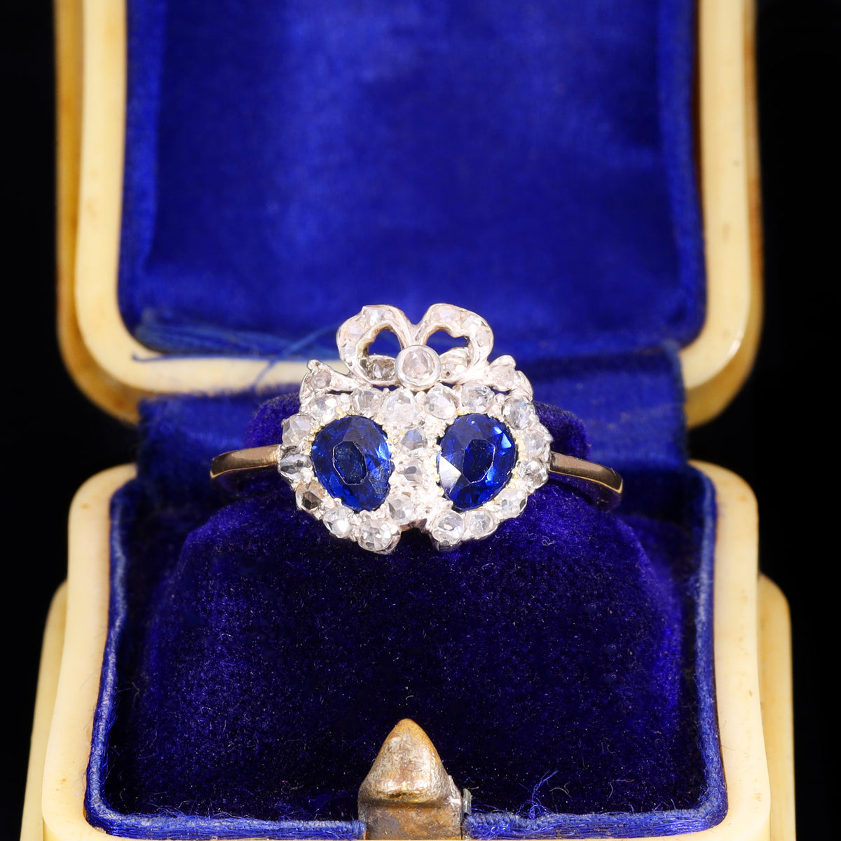 The Antique Victorian Sapphire And Diamond Double Heart Sweetheart Ring