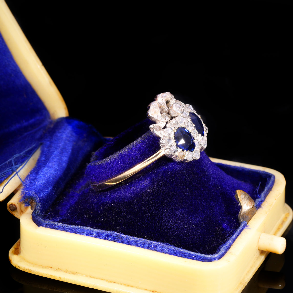 The Antique Victorian Sapphire And Diamond Double Heart Sweetheart Ring