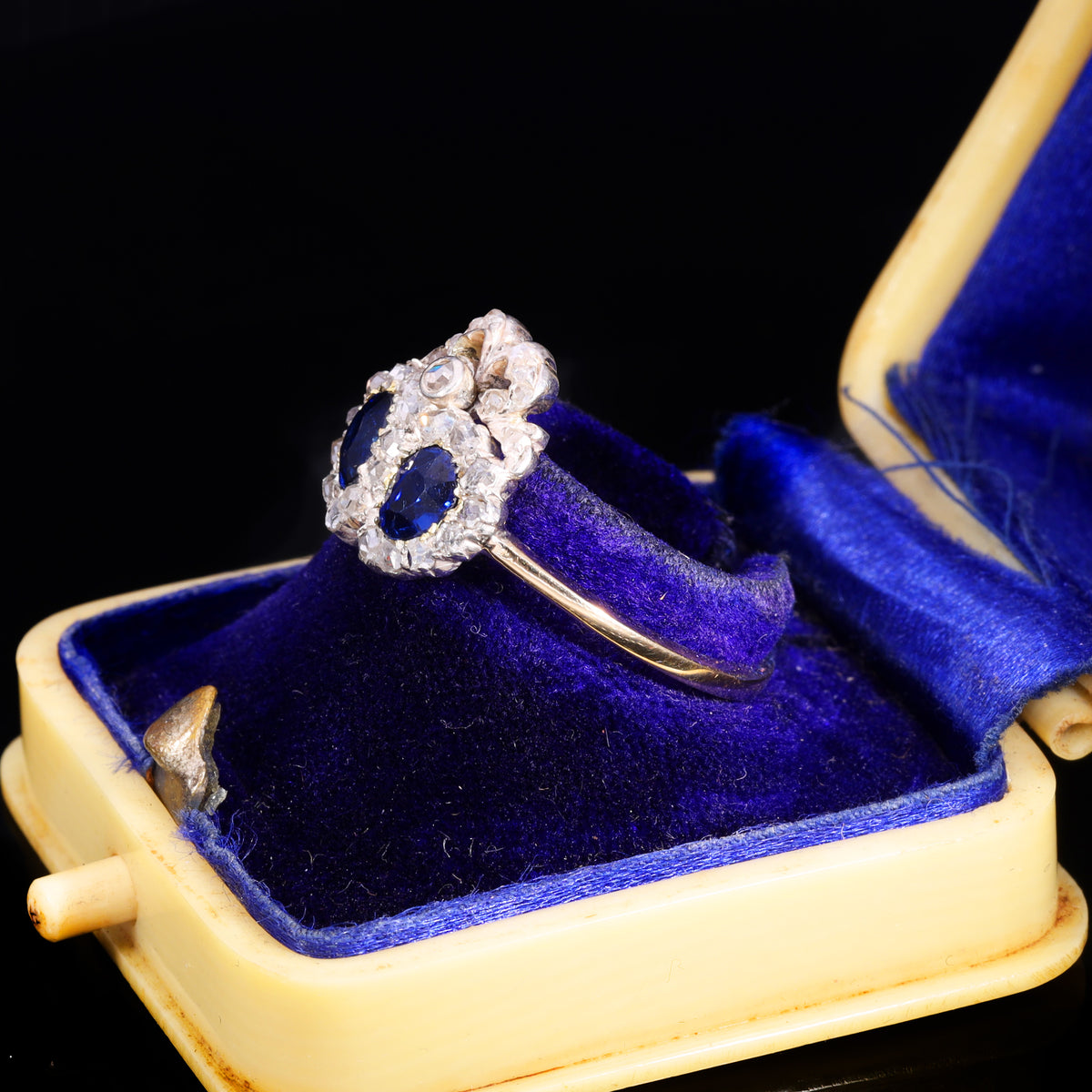The Antique Victorian Sapphire And Diamond Double Heart Sweetheart Ring