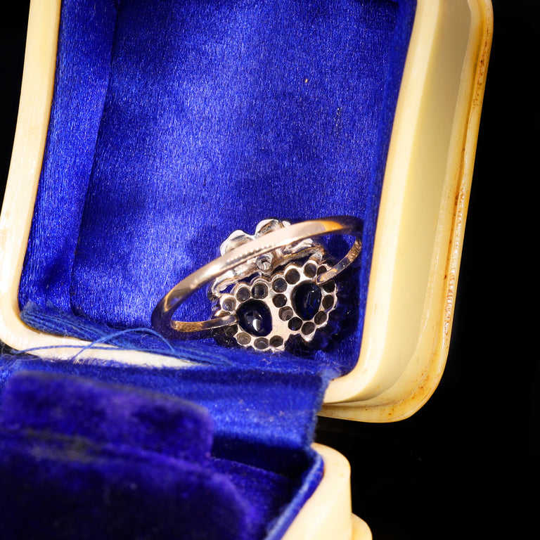 The Antique Victorian Sapphire And Diamond Double Heart Sweetheart Ring