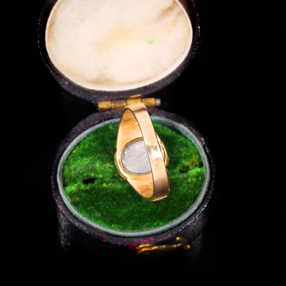The Antique Victorian 1867 Diamond, Hairwork And Cross Mourning Ring