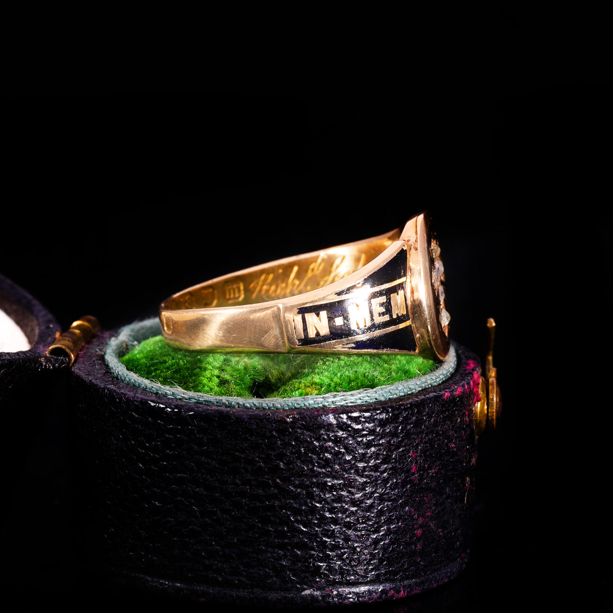 The Antique Victorian 1867 Diamond, Hairwork And Cross Mourning Ring