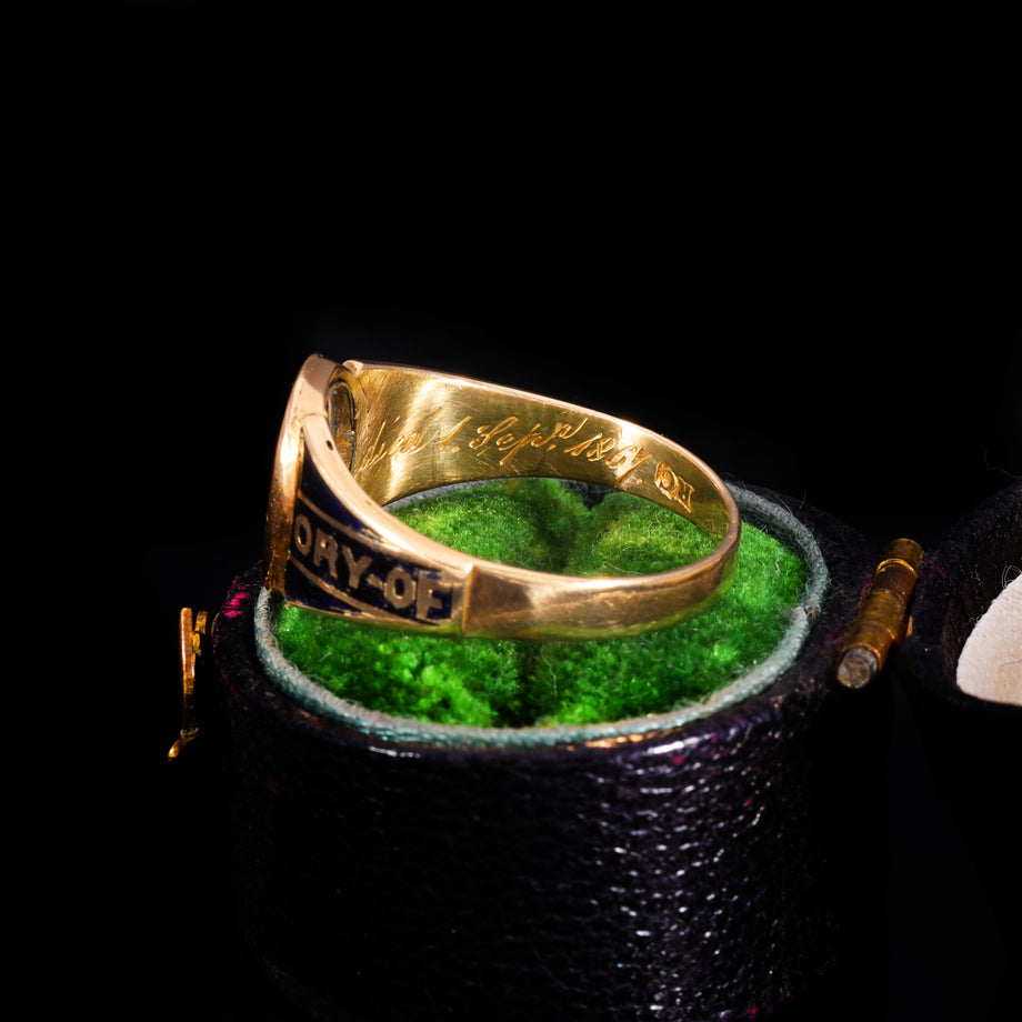 The Antique Victorian 1867 Diamond, Hairwork And Cross Mourning Ring