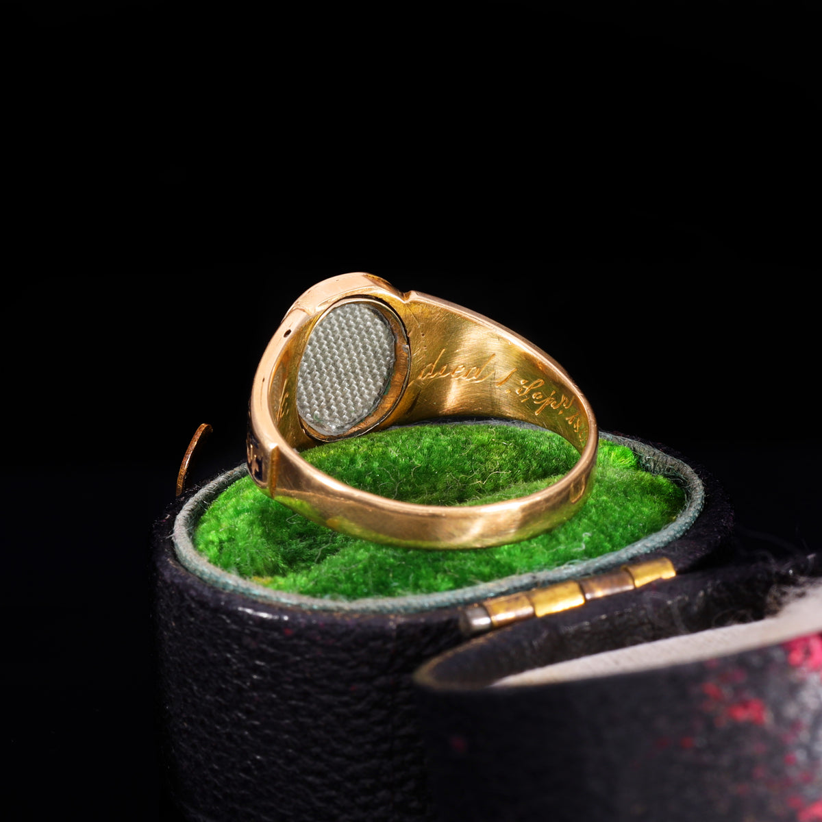 The Antique Victorian 1867 Diamond, Hairwork And Cross Mourning Ring