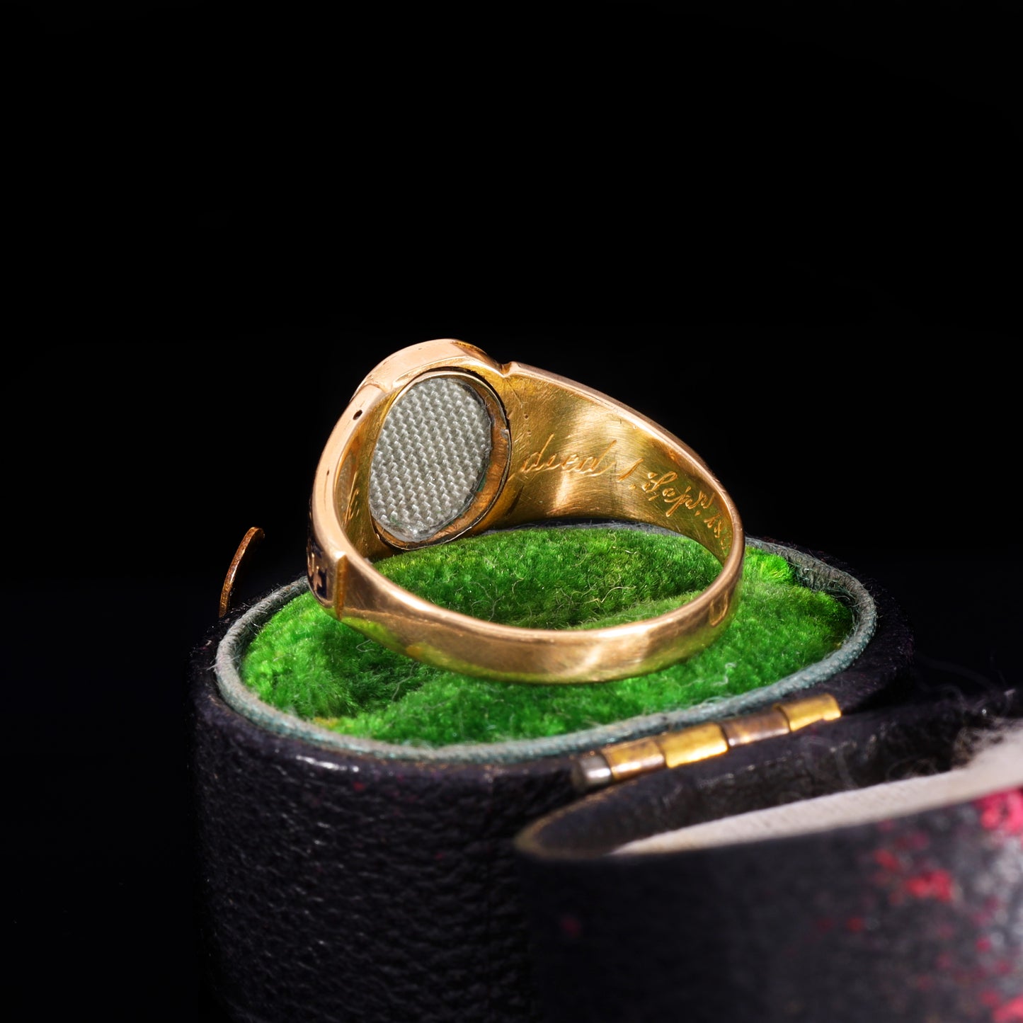 The Antique Victorian 1867 Diamond, Hairwork And Cross Mourning Ring