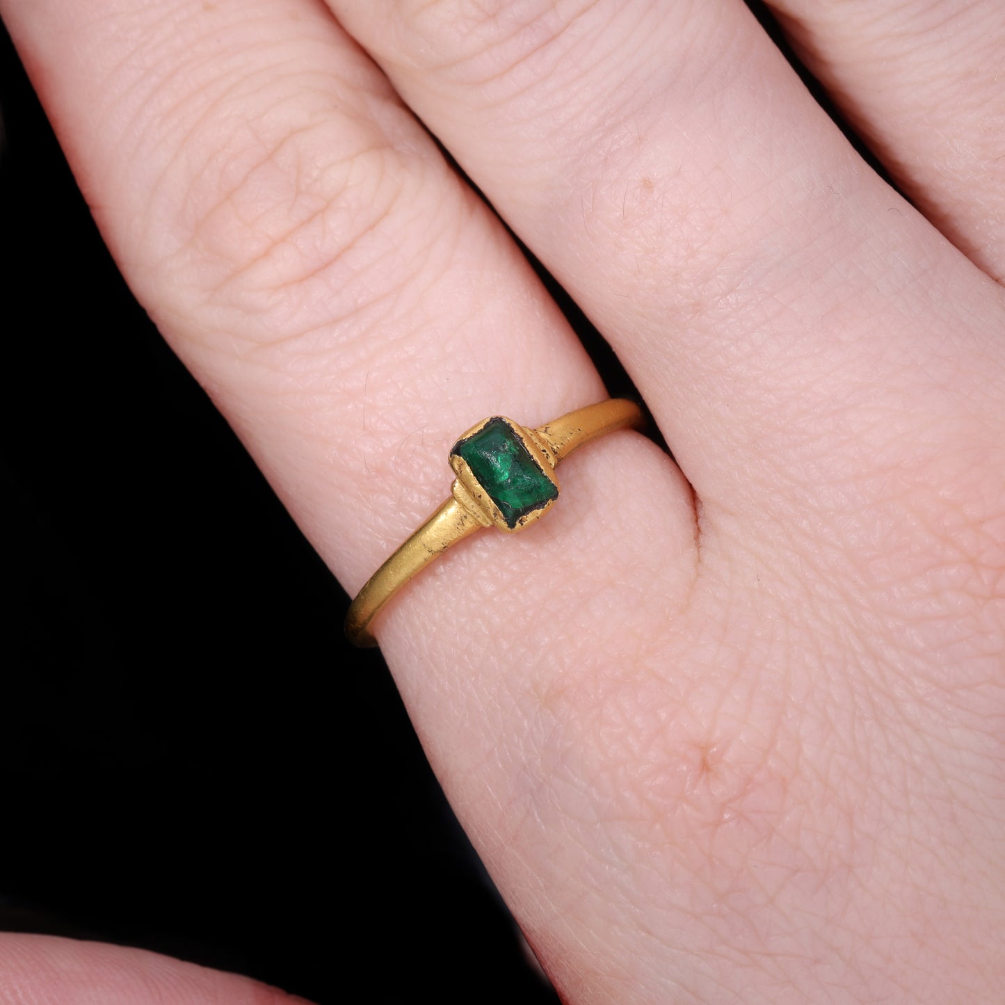 The Ancient Medieval 14th Century Emerald Cabochon Ring