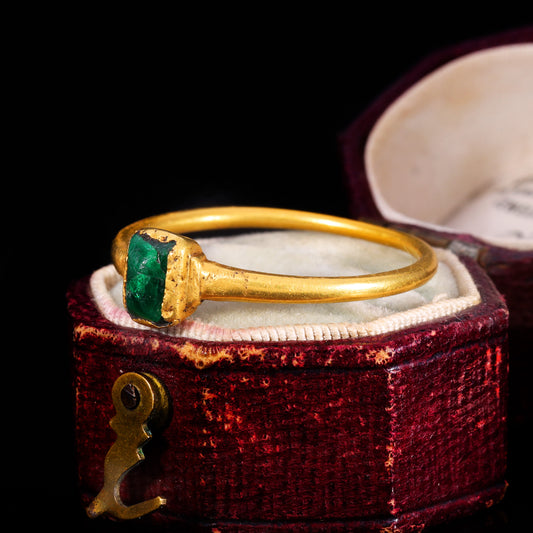 The Ancient Medieval 14th Century Emerald Cabochon Ring