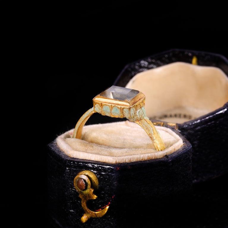 The Ancient Stuart Period Enamel And Table Cut Rock Crystal Ring