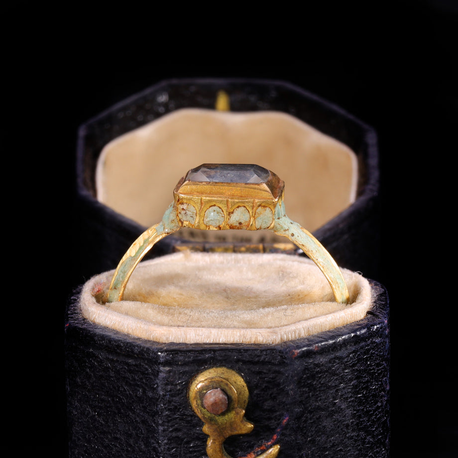 The Ancient Stuart Period Enamel And Table Cut Rock Crystal Ring