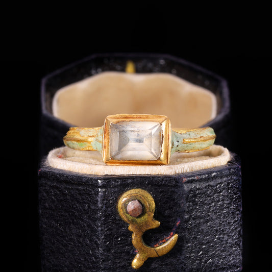 The Ancient Stuart Period Enamel And Table Cut Rock Crystal Ring