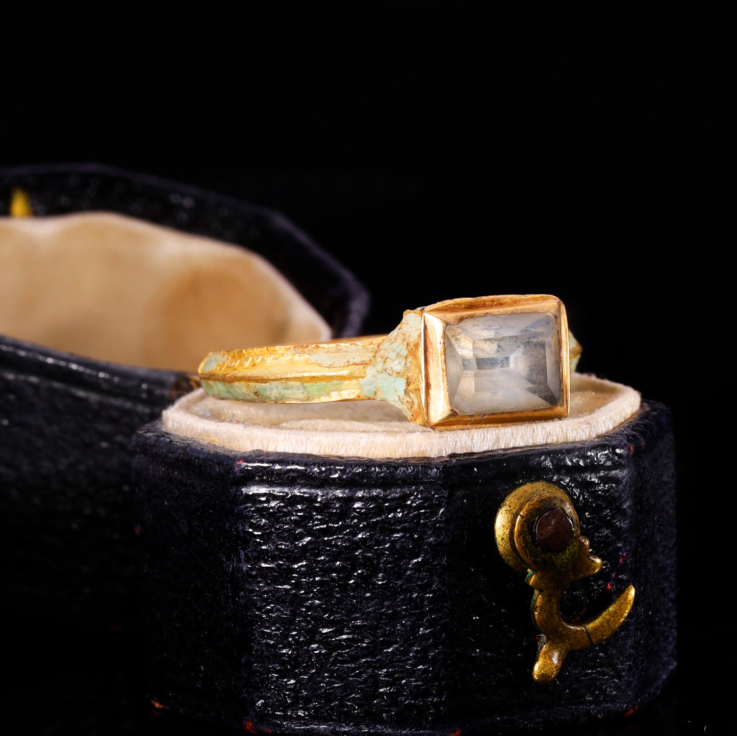 The Ancient Stuart Period Enamel And Table Cut Rock Crystal Ring