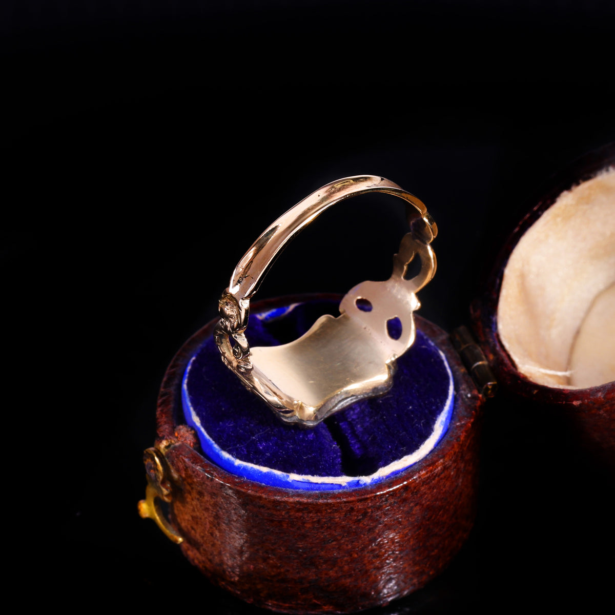The Antique Georgian Hairwork Scrolling Shoulder Mourning Ring