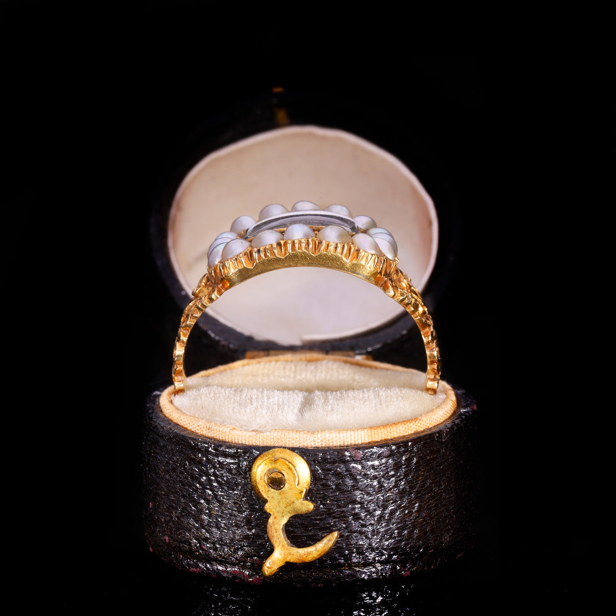 The Antique Georgian 1829 Pearl And Hairwork Mourning Ring