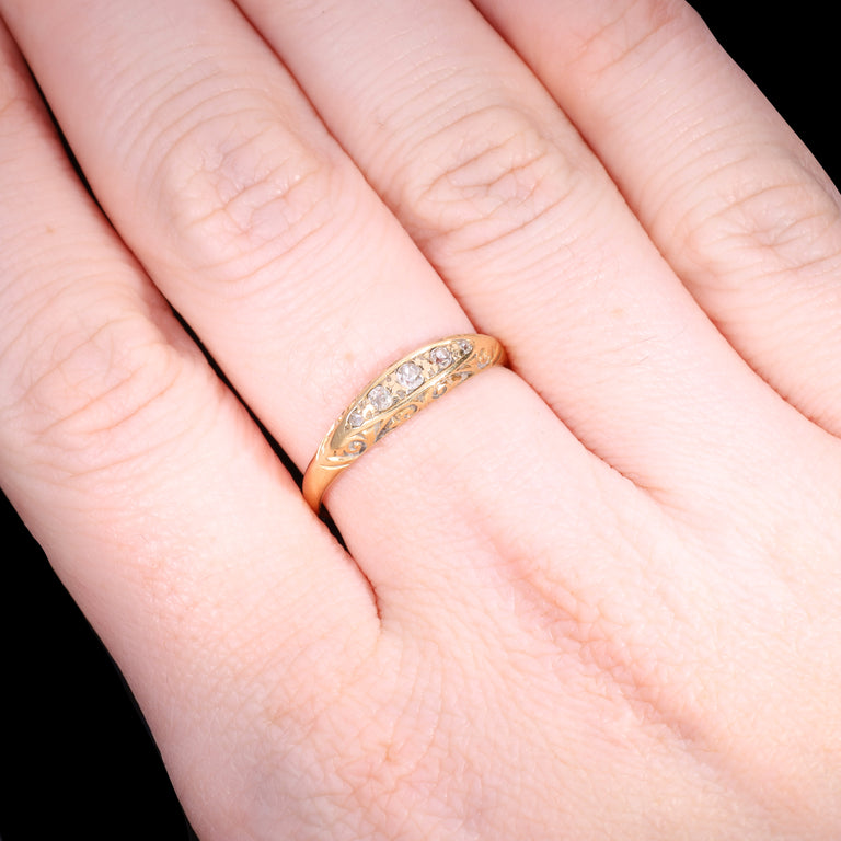 The Antique 1914 Five Diamond Scrollwork Ring