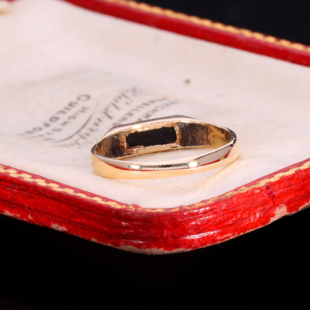 The Vintage 1978 Rectangular Onyx Crimped Edge Signet Ring