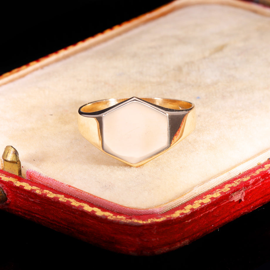 The Vintage 1987 9ct Gold Hexagonal Signet Ring