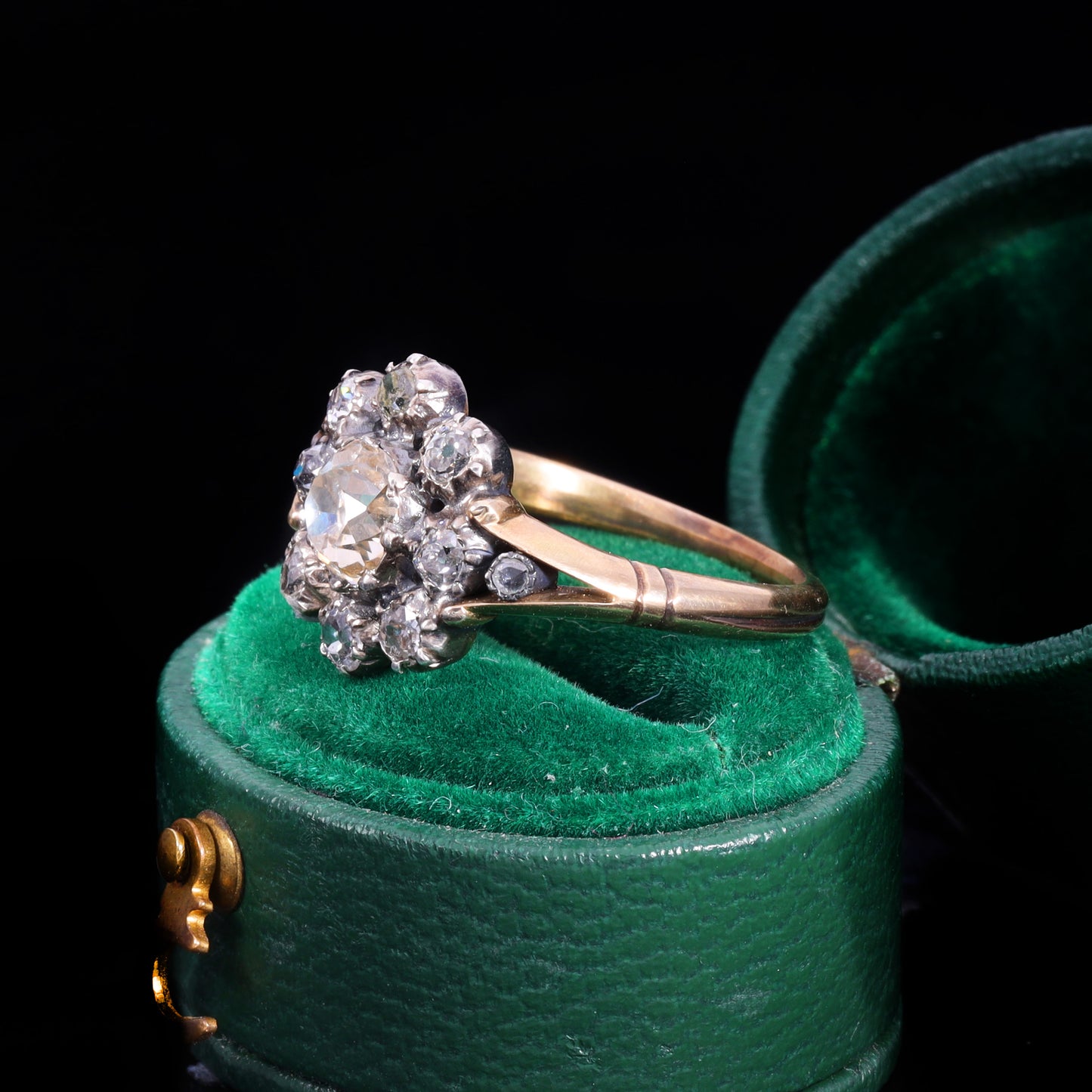The Antique Georgian Eleven Old European Cut Diamond Cluster Ring