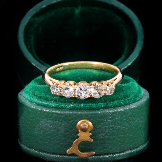 The Antique Edwardian 18ct Gold Five Diamond Ring