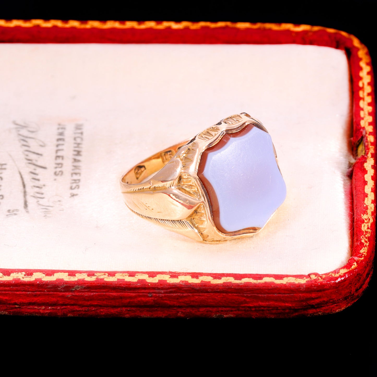 The Antique Victorian 1881 Carnelian Sheild Signet Ring